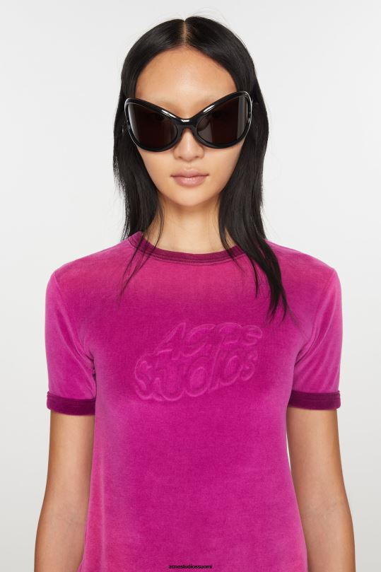 Acne Studios vaatteet magenta pinkki 0VF2B377 t-paidan logo - istuva istuvuus