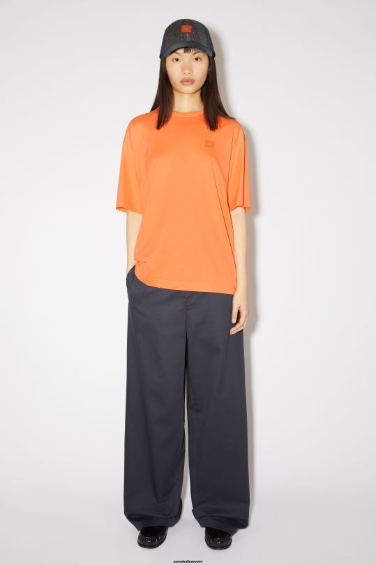 Acne Studios vaatteet mandariini appelsiini 0VF2B384 pyöreä kaula-aukkoinen t-paita - rento istuvuus unisex