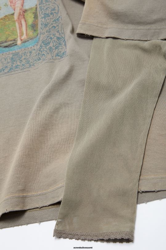 Acne Studios vaatteet mudan ruskea 0VF2B368 kerroksinen printti t-paita