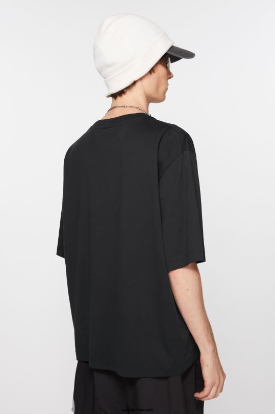 Acne Studios vaatteet musta 0VF2B1019 pyöreäkauluksinen t-paita - rento istuvuus