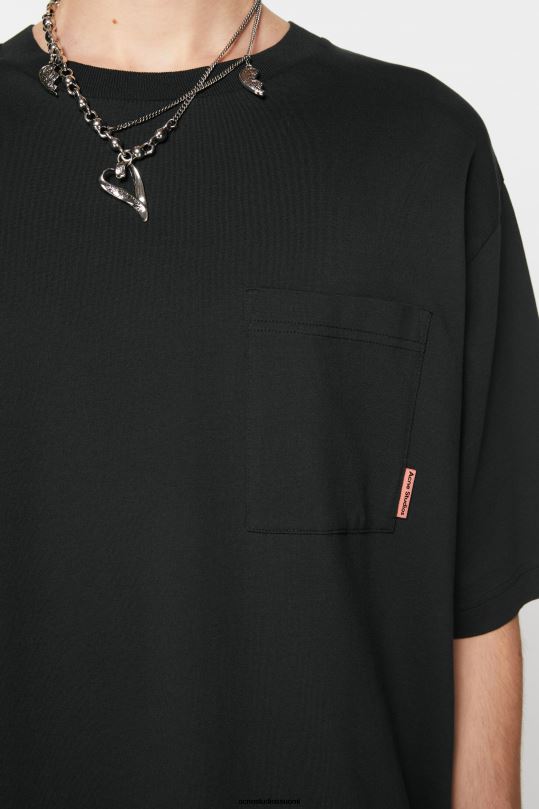 Acne Studios vaatteet musta 0VF2B1019 pyöreäkauluksinen t-paita - rento istuvuus