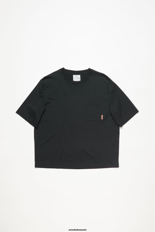 Acne Studios vaatteet musta 0VF2B1019 pyöreäkauluksinen t-paita - rento istuvuus