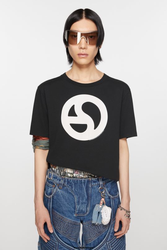 Acne Studios vaatteet musta 0VF2B1086 painettu t-paita