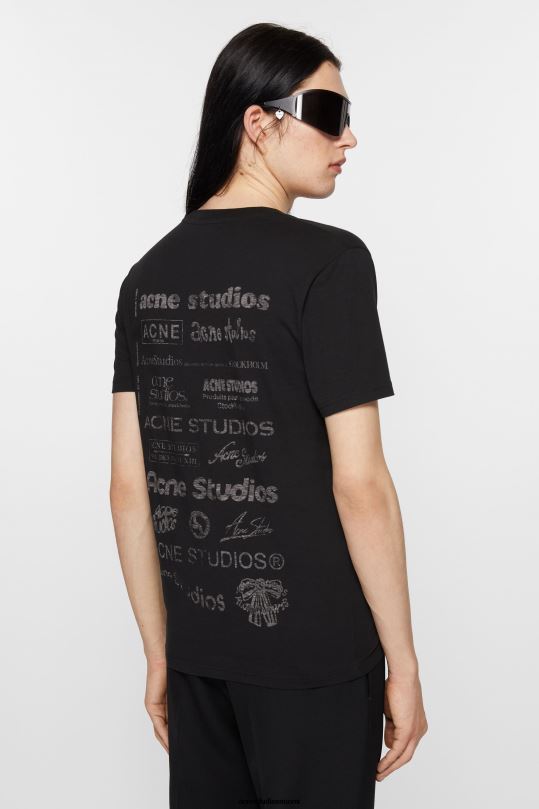 Acne Studios vaatteet musta 0VF2B1090 logollinen t-paita - rento istuvuus