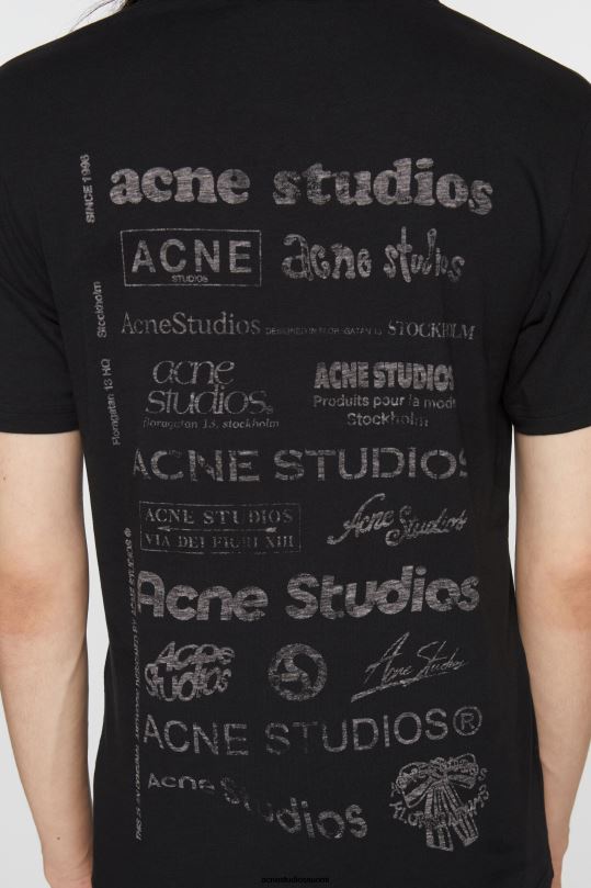 Acne Studios vaatteet musta 0VF2B1090 logollinen t-paita - rento istuvuus