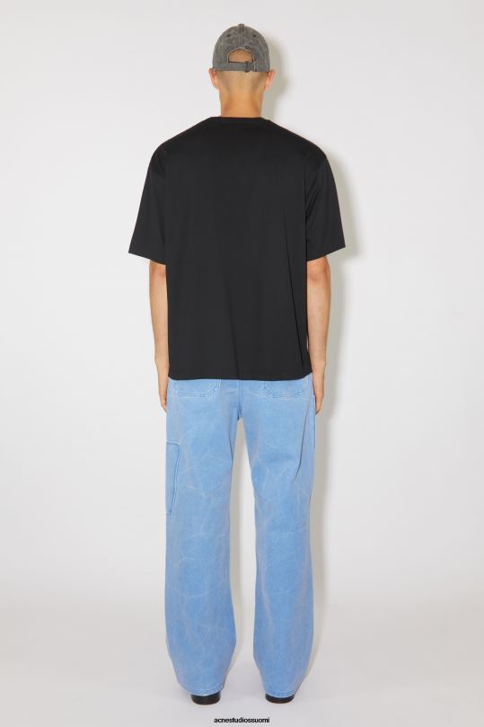 Acne Studios vaatteet musta 0VF2B1134 kasvologolla varustettu t-paita - rento istuvuus unisex