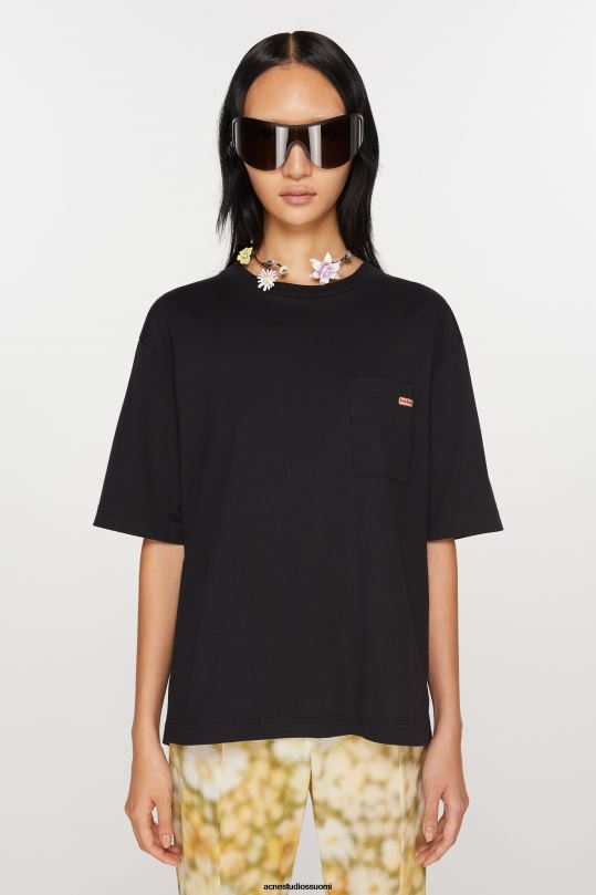 Acne Studios vaatteet musta 0VF2B203 pyöreäkauluksinen t-paita - rento istuvuus