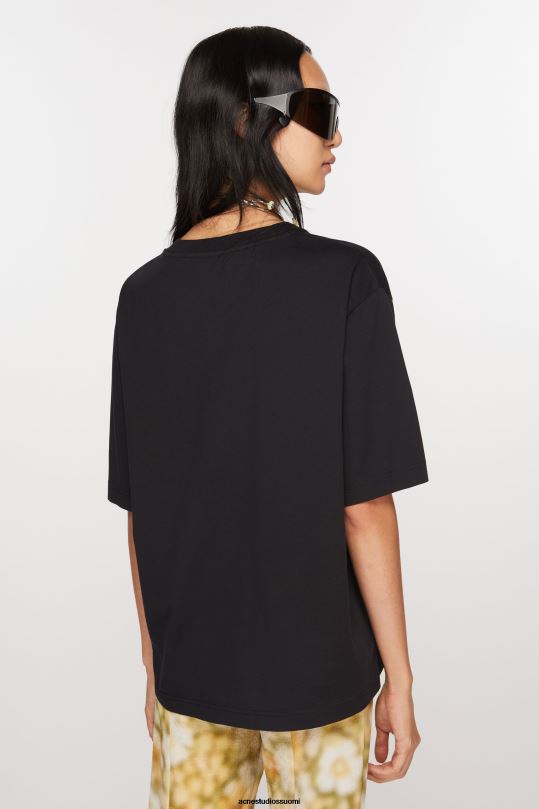 Acne Studios vaatteet musta 0VF2B203 pyöreäkauluksinen t-paita - rento istuvuus