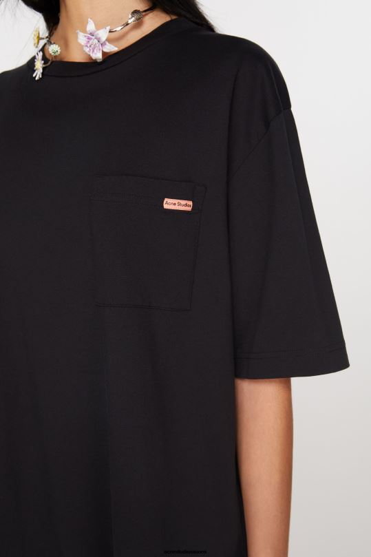 Acne Studios vaatteet musta 0VF2B203 pyöreäkauluksinen t-paita - rento istuvuus