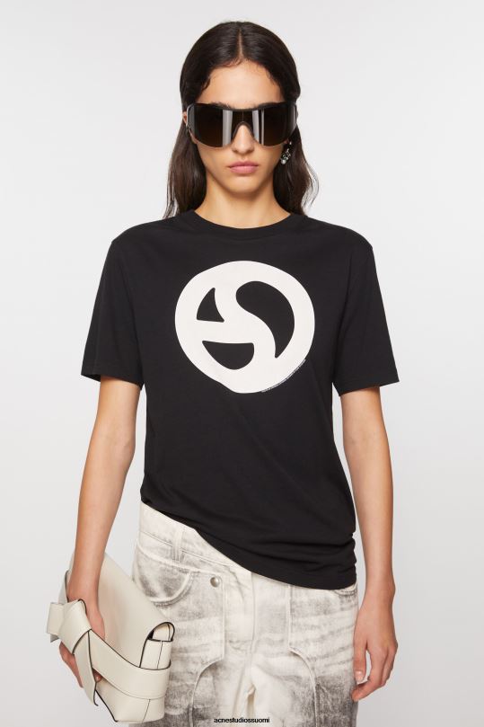 Acne Studios vaatteet musta 0VF2B357 painettu t-paita