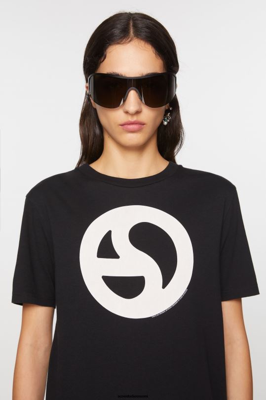 Acne Studios vaatteet musta 0VF2B357 painettu t-paita