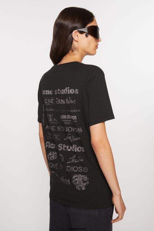 Acne Studios vaatteet musta 0VF2B359 logollinen t-paita - rento istuvuus