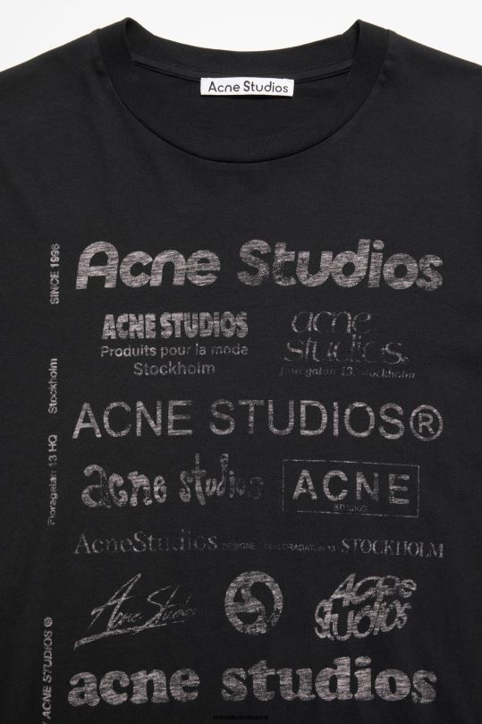Acne Studios vaatteet musta 0VF2B359 logollinen t-paita - rento istuvuus
