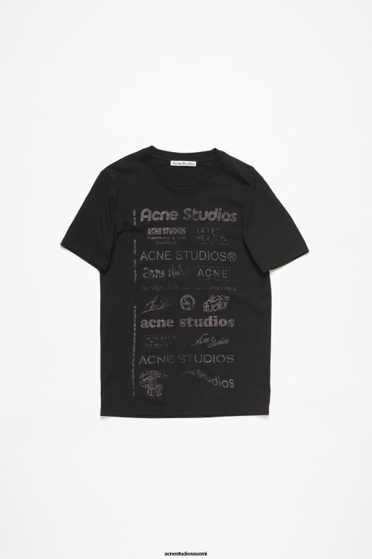Acne Studios vaatteet musta 0VF2B359 logollinen t-paita - rento istuvuus