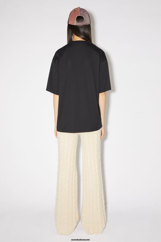 Acne Studios vaatteet musta 0VF2B388 kasvologolla varustettu t-paita - rento istuvuus unisex