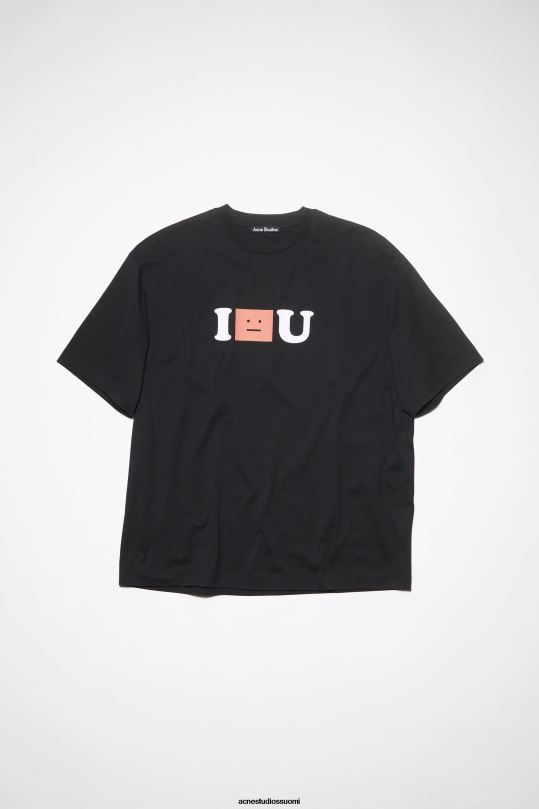 Acne Studios vaatteet musta 0VF2B388 kasvologolla varustettu t-paita - rento istuvuus unisex