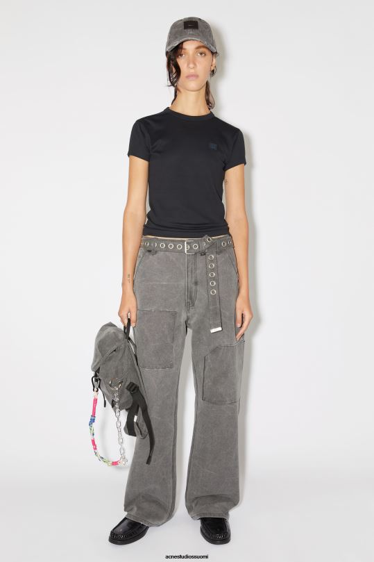 Acne Studios vaatteet musta 0VF2B396 pyöreäkauluksinen t-paita - istuva unisex