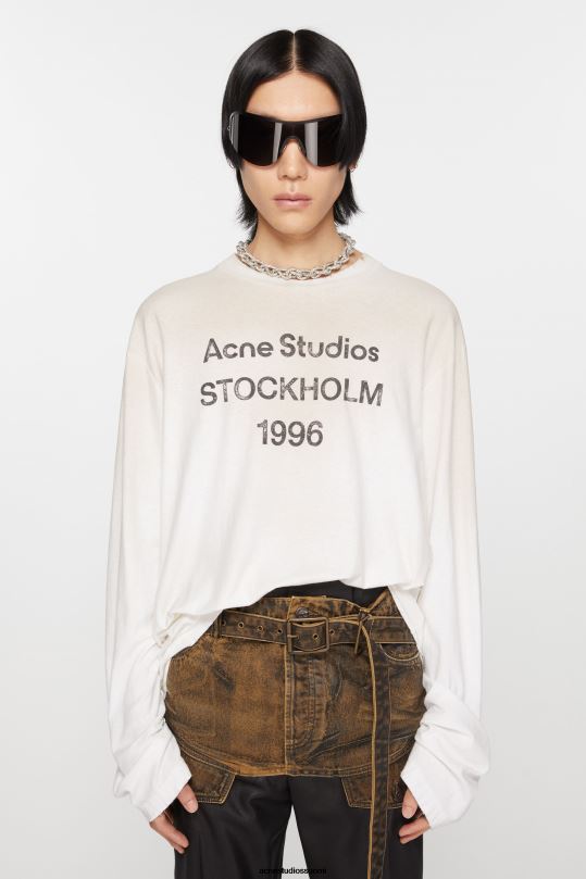 Acne Studios vaatteet optinen valkoinen 0VF2B1015 logollinen t-paita - rento istuvuus