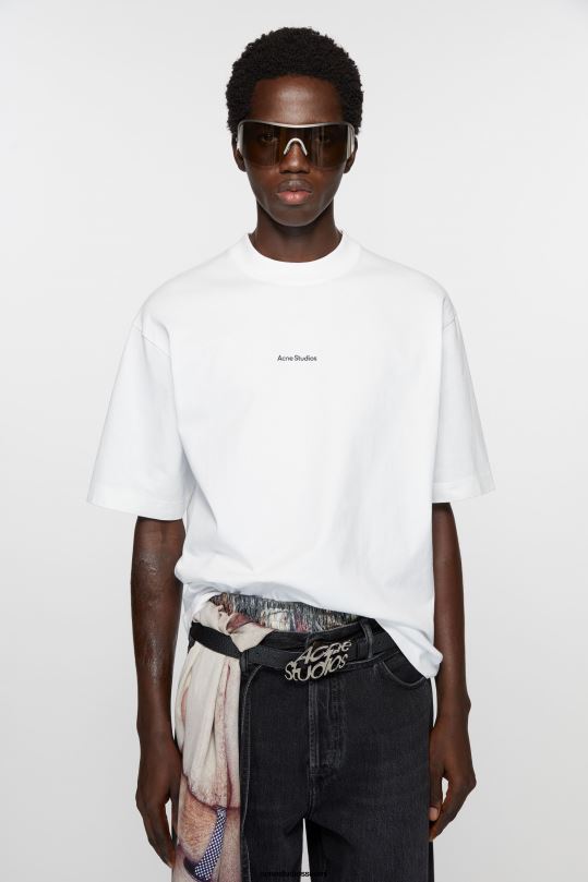 Acne Studios vaatteet optinen valkoinen 0VF2B1017 logollinen t-paita