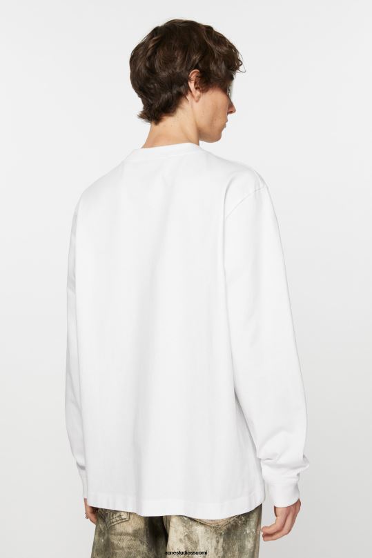 Acne Studios vaatteet optinen valkoinen 0VF2B1022 logollinen pitkähihainen t-paita