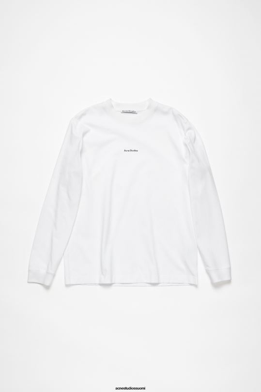 Acne Studios vaatteet optinen valkoinen 0VF2B1022 logollinen pitkähihainen t-paita