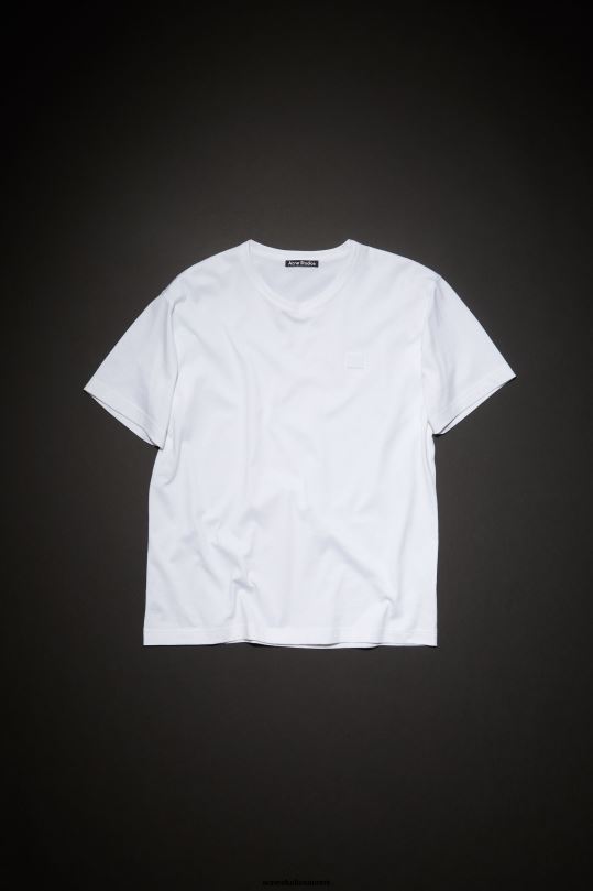 Acne Studios vaatteet optinen valkoinen 0VF2B1023 pyöreä kaula-aukkoinen t-paita - normaali istuvuus unisex