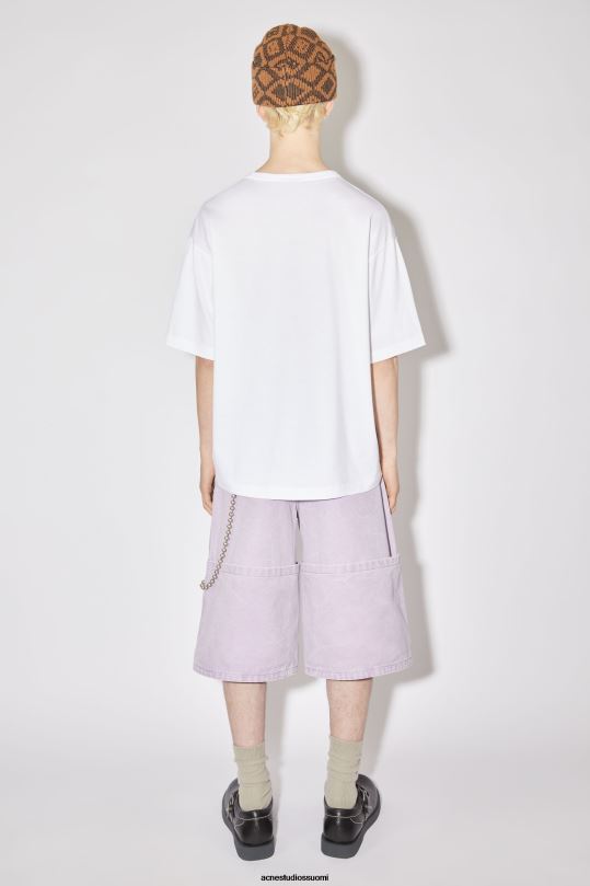 Acne Studios vaatteet optinen valkoinen 0VF2B1029 pyöreä kaula-aukkoinen t-paita - rento istuvuus unisex