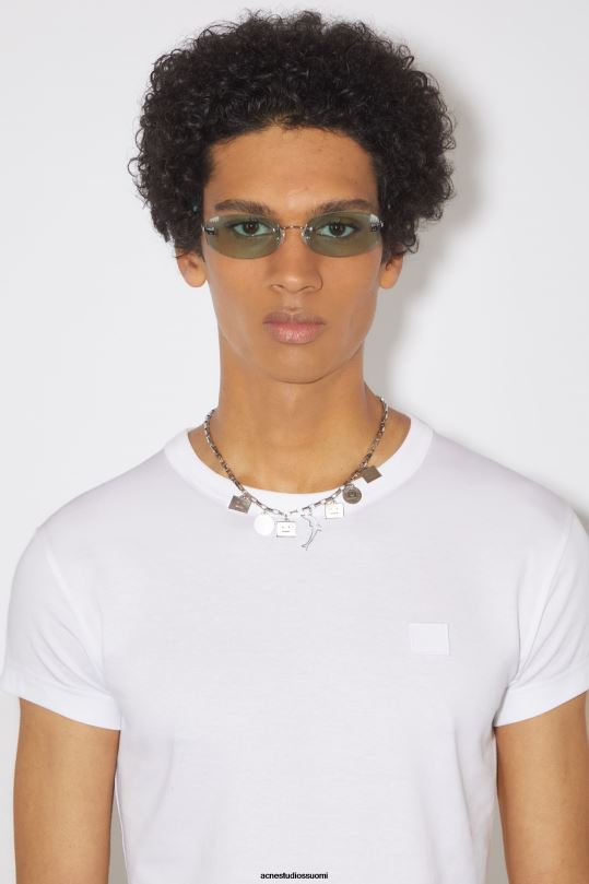 Acne Studios vaatteet optinen valkoinen 0VF2B1030 pyöreäkauluksinen t-paita - istuva unisex