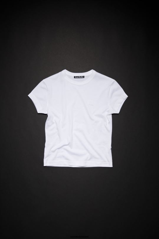 Acne Studios vaatteet optinen valkoinen 0VF2B1030 pyöreäkauluksinen t-paita - istuva unisex