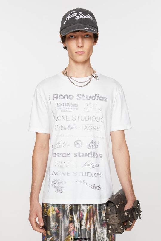 Acne Studios vaatteet optinen valkoinen 0VF2B1115 logollinen t-paita - rento istuvuus