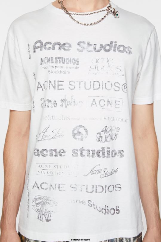 Acne Studios vaatteet optinen valkoinen 0VF2B1115 logollinen t-paita - rento istuvuus