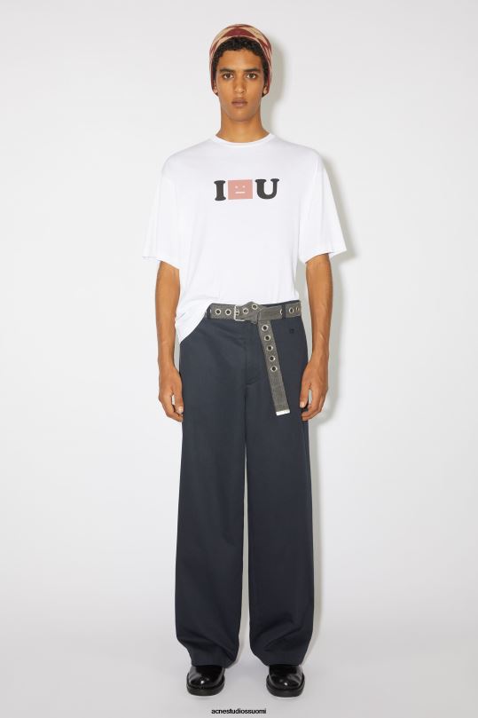 Acne Studios vaatteet optinen valkoinen 0VF2B1129 kasvologolla varustettu t-paita - rento istuvuus unisex