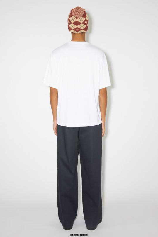 Acne Studios vaatteet optinen valkoinen 0VF2B1129 kasvologolla varustettu t-paita - rento istuvuus unisex