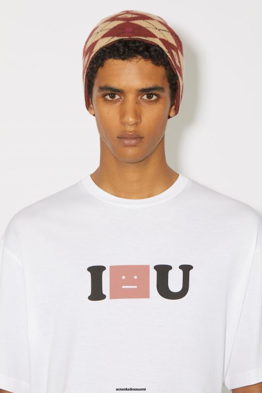Acne Studios vaatteet optinen valkoinen 0VF2B1129 kasvologolla varustettu t-paita - rento istuvuus unisex
