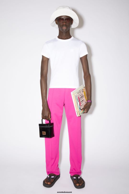 Acne Studios vaatteet optinen valkoinen 0VF2B1186 pyöreäkauluksinen t-paita - istuva unisex