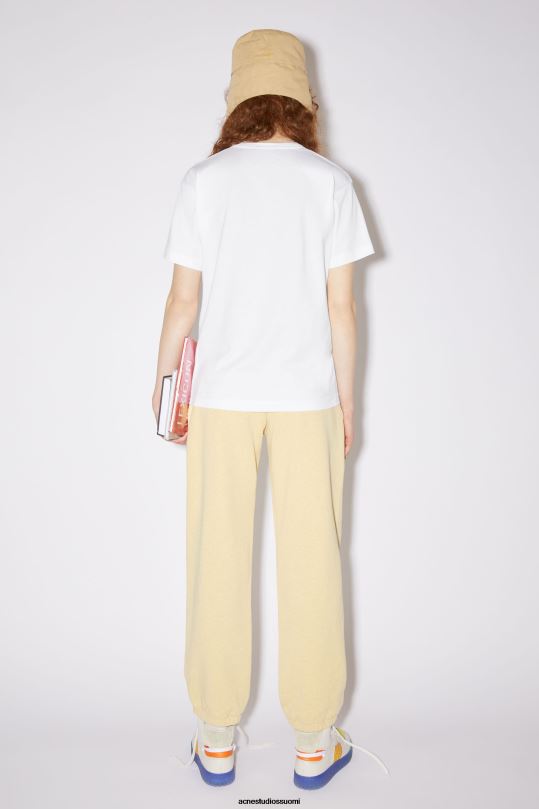 Acne Studios vaatteet optinen valkoinen 0VF2B194 pyöreäkauluksinen t-paita - normaali istuvuus unisex