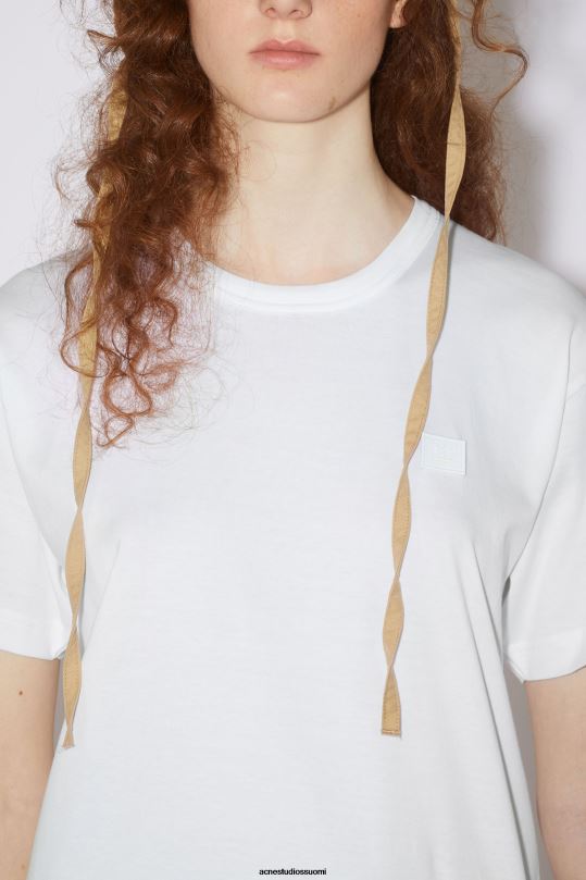 Acne Studios vaatteet optinen valkoinen 0VF2B194 pyöreäkauluksinen t-paita - normaali istuvuus unisex