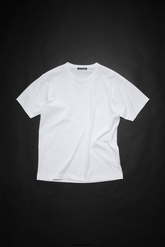 Acne Studios vaatteet optinen valkoinen 0VF2B194 pyöreäkauluksinen t-paita - normaali istuvuus unisex