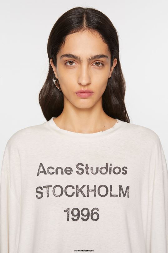 Acne Studios vaatteet optinen valkoinen 0VF2B199 logollinen t-paita - rento istuvuus