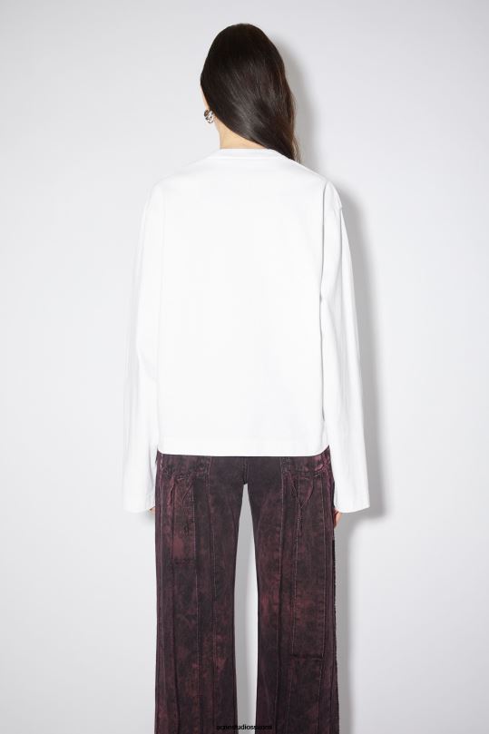 Acne Studios vaatteet optinen valkoinen 0VF2B210 logollinen pitkähihainen t-paita