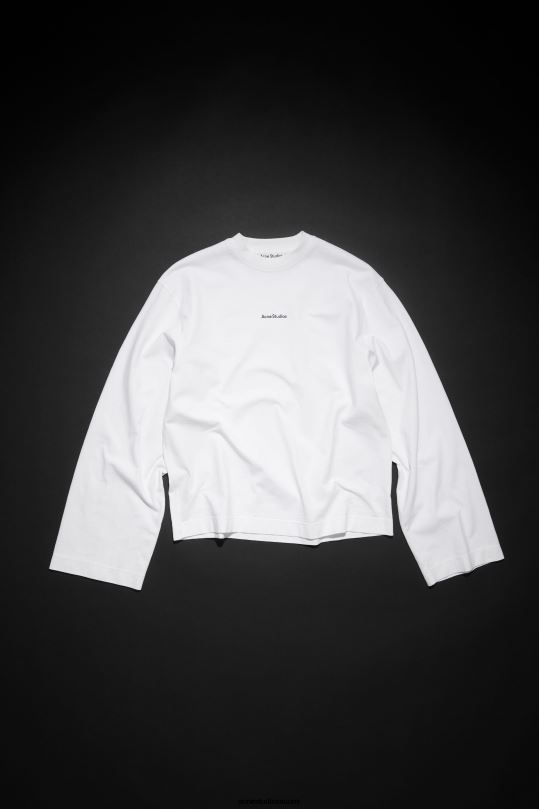 Acne Studios vaatteet optinen valkoinen 0VF2B210 logollinen pitkähihainen t-paita