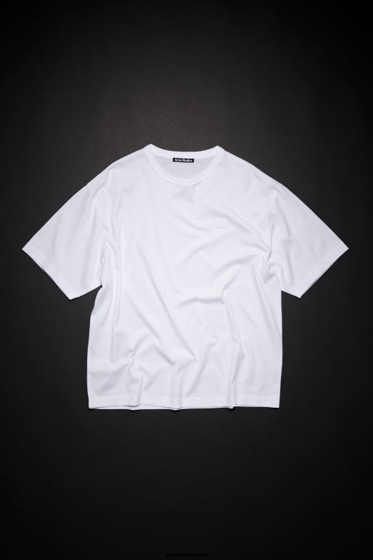 Acne Studios vaatteet optinen valkoinen 0VF2B214 pyöreä kaula-aukkoinen t-paita - rento istuvuus unisex