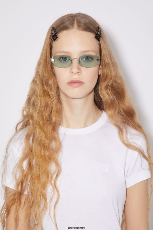 Acne Studios vaatteet optinen valkoinen 0VF2B215 pyöreäkauluksinen t-paita - istuva unisex