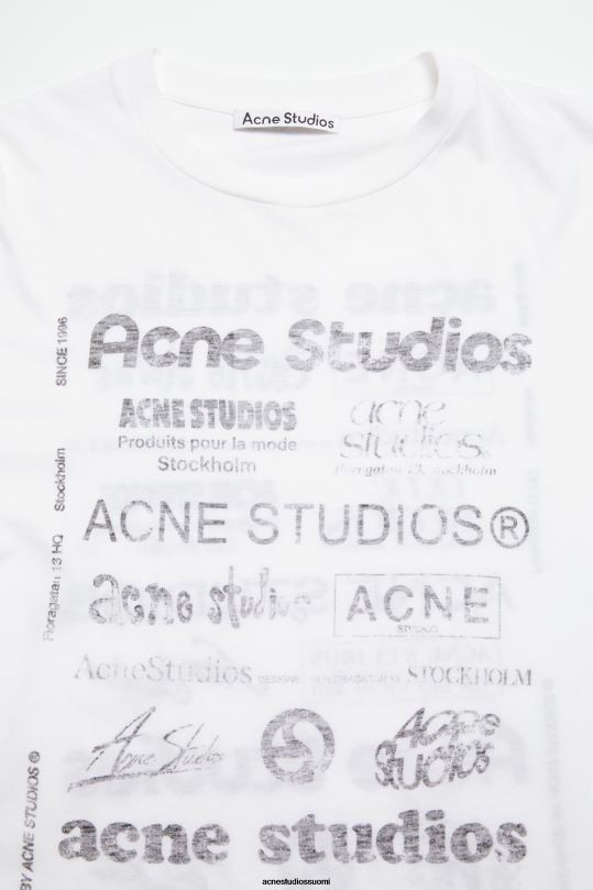 Acne Studios vaatteet optinen valkoinen 0VF2B375 logollinen t-paita - rento istuvuus