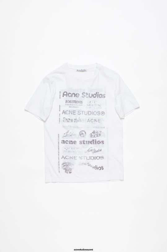 Acne Studios vaatteet optinen valkoinen 0VF2B375 logollinen t-paita - rento istuvuus