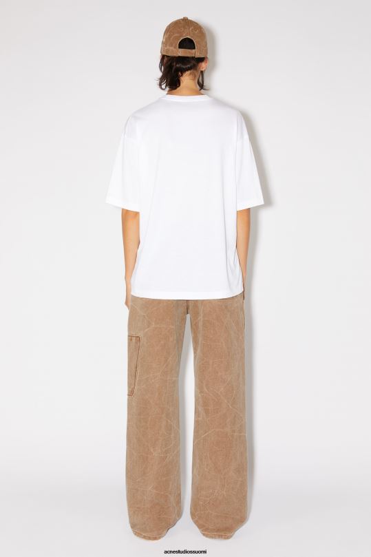 Acne Studios vaatteet optinen valkoinen 0VF2B383 kasvologolla varustettu t-paita - rento istuvuus unisex