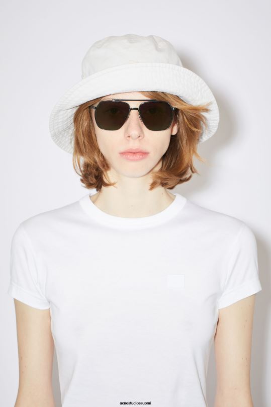 Acne Studios vaatteet optinen valkoinen 0VF2B420 pyöreäkauluksinen t-paita - istuva unisex