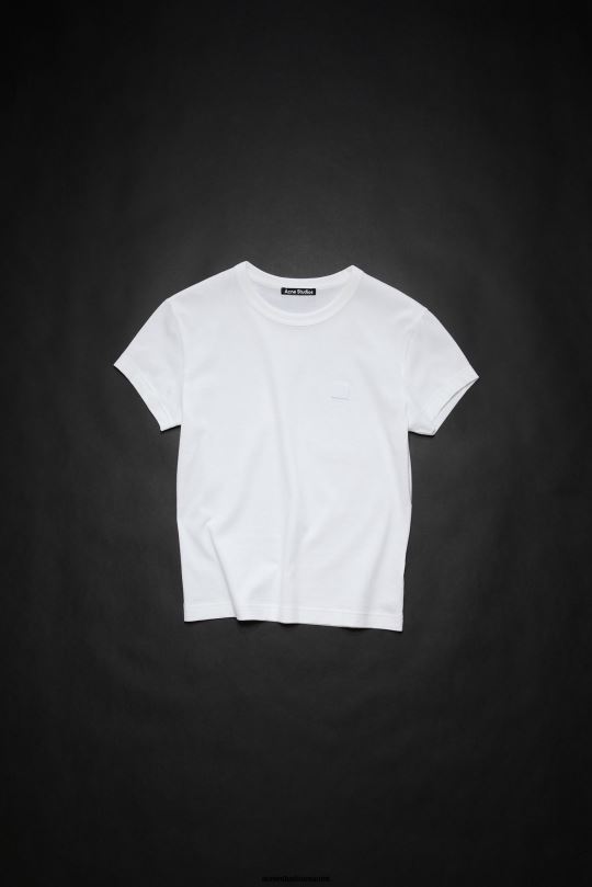 Acne Studios vaatteet optinen valkoinen 0VF2B420 pyöreäkauluksinen t-paita - istuva unisex