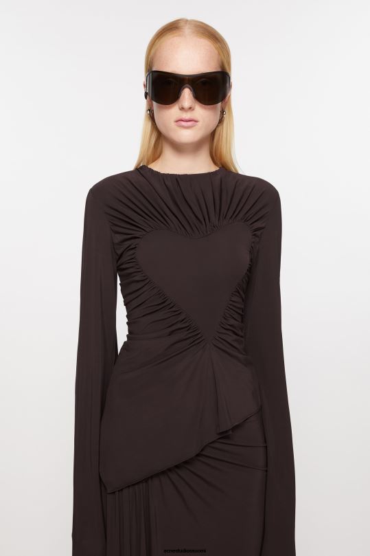 Acne Studios vaatteet pähkinänruskea 0VF2B381 epäsymmetrinen draped toppi