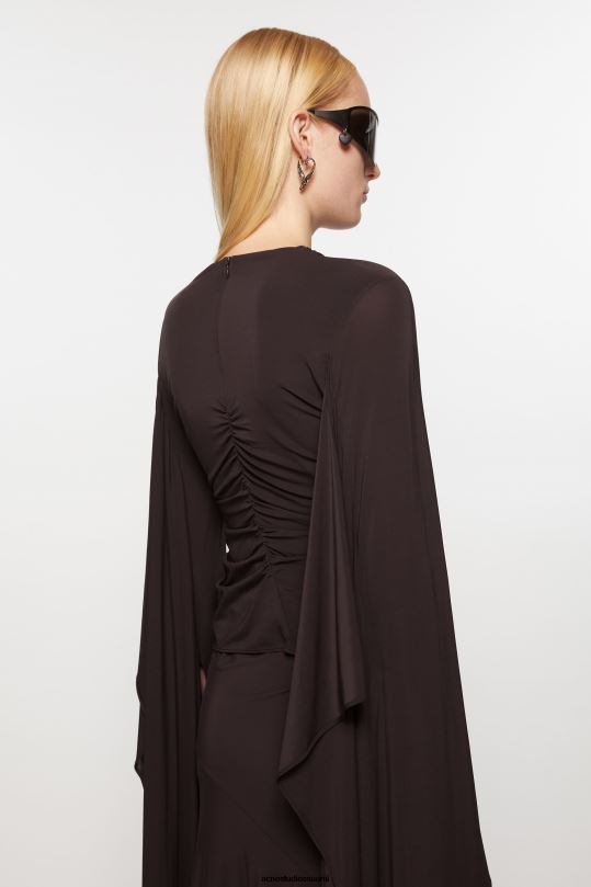 Acne Studios vaatteet pähkinänruskea 0VF2B381 epäsymmetrinen draped toppi